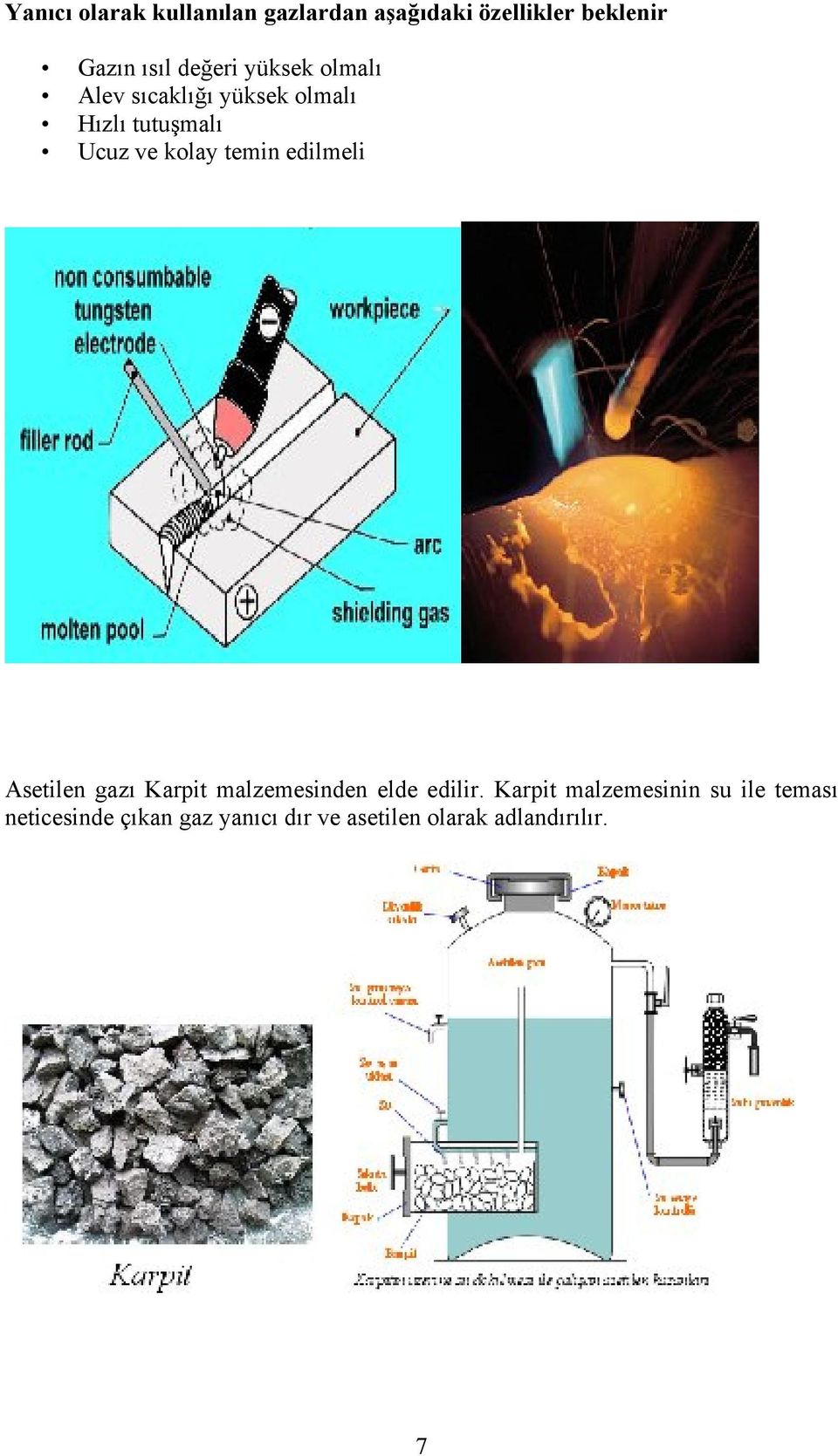 temin edilmeli Asetilen gazı Karpit malzemesinden elde edilir.