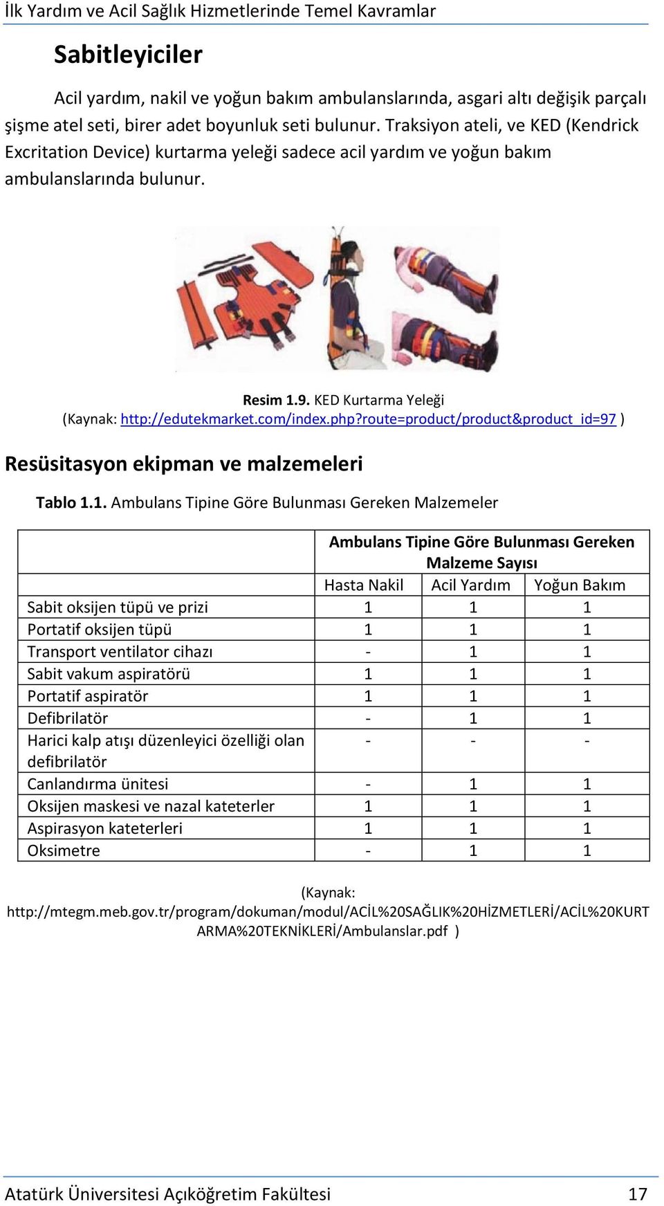 php?route=product/product&product_id=97 ) Resüsitasyon ekipman ve malzemeleri Tablo 1.