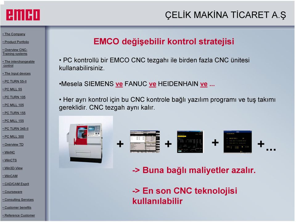 .. Her ayrı kontrol için bu CNC kontrole bağlı yazılım programı ve tuş takımı gereklidir.