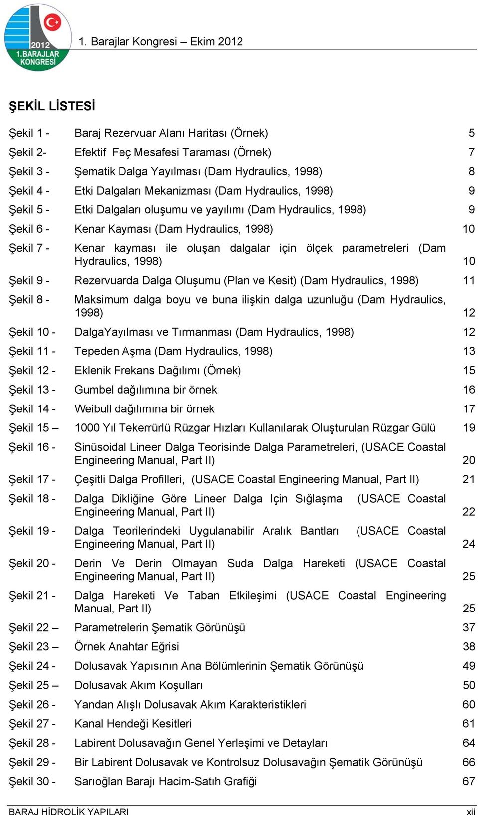 dalgalar için ölçek parametreleri (Dam Hydraulics, 1998) 10 Şekil 9 - Rezervuarda Dalga Oluşumu (Plan ve Kesit) (Dam Hydraulics, 1998) 11 Şekil 8 - Maksimum dalga boyu ve buna ilişkin dalga uzunluğu
