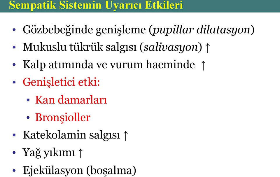 Kalp atımında ve vurum hacminde Genişletici etki: Kan