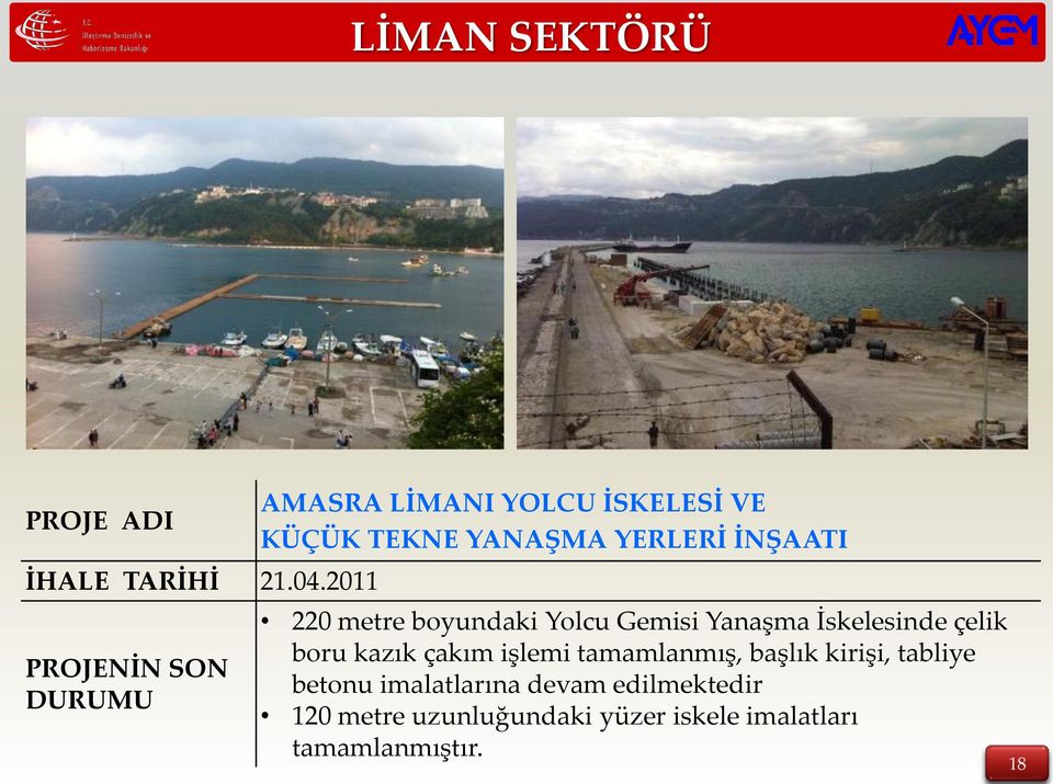 İNŞAATI 220 metre boyundaki Yolcu Gemisi Yanaşma İskelesinde çelik boru kazık çakım