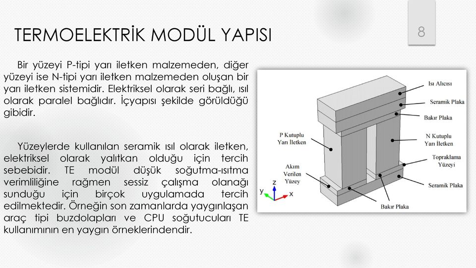 Yüzeylerde kullanılan seramik ısıl olarak iletken, elektriksel olarak yalıtkan olduğu için tercih sebebidir.