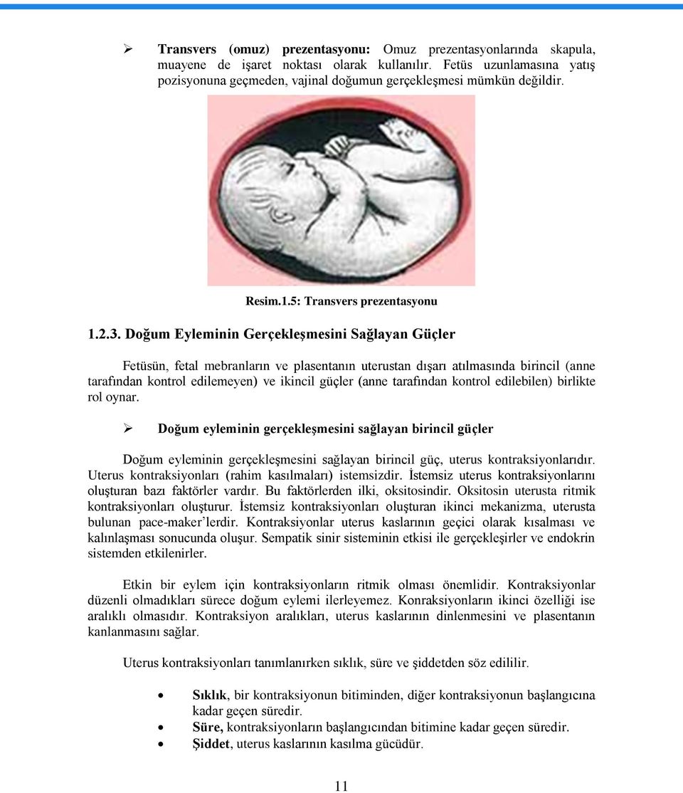 Doğum Eyleminin Gerçekleşmesini Sağlayan Güçler Fetüsün, fetal mebranların ve plasentanın uterustan dışarı atılmasında birincil (anne tarafından kontrol edilemeyen) ve ikincil güçler (anne tarafından