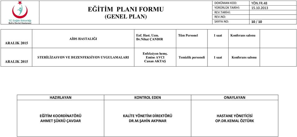 HAZIRLAYAN KONTROL EDEN ONAYLAYAN EĞİTİM KOORDİNATÖRÜ AHMET ŞÜKRÜ