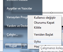 Bilgisayarınız ve açık olan programlarınız kapanmaz. Az güç harcayarak çalışmaya devam eder. Ekran kapanır.