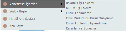 Bir altındaki menü ise M.E.M. İş Takvimi şeklindedir. Bu ekran ise sadece İl Millî Eğitim Müdürlükleri tarafından iş takvimine ait il bazlı bilgilerin girileceği bölümdür.