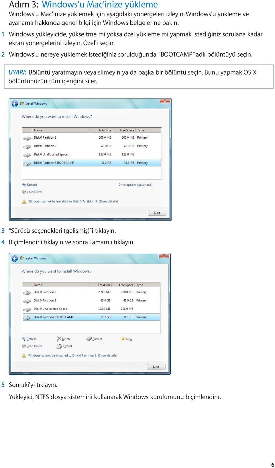 1 Windows yükleyicide, yükseltme mi yoksa özel yükleme mi yapmak istediğiniz sorulana kadar ekran yönergelerini izleyin. Özel'i seçin.