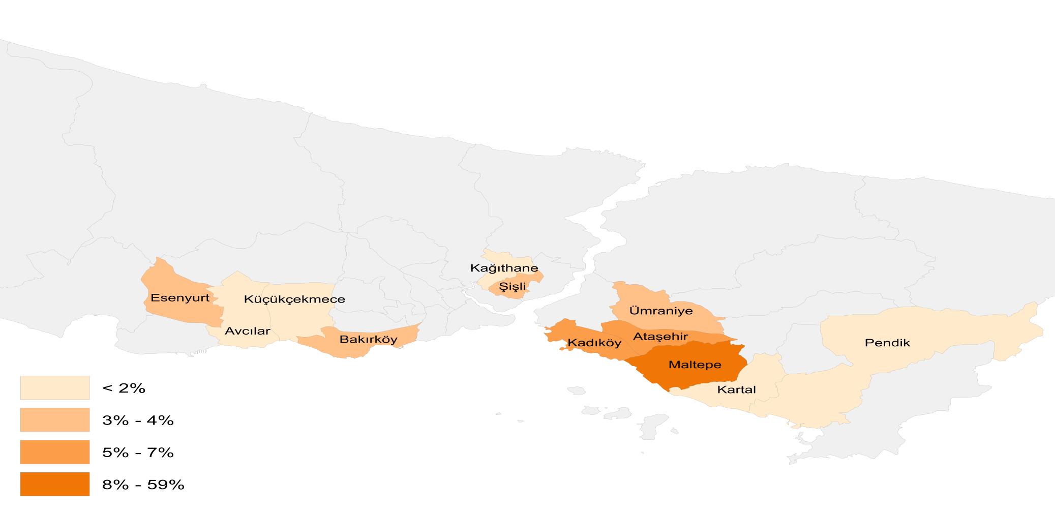 En Çok Taşınılan İlçenin Dağılımı