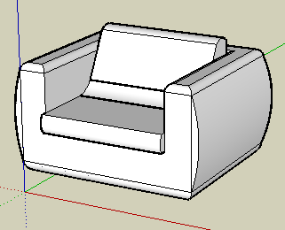 İşlem gerçekleştiiğinde koltuk bu şekli alır. Tape Measure aracıyla üst bakışta bakarak kenardan 10 cm uzaklıkta bir çizgi oluşturulur ve bunun üzerinden bir çizgi geçilir.