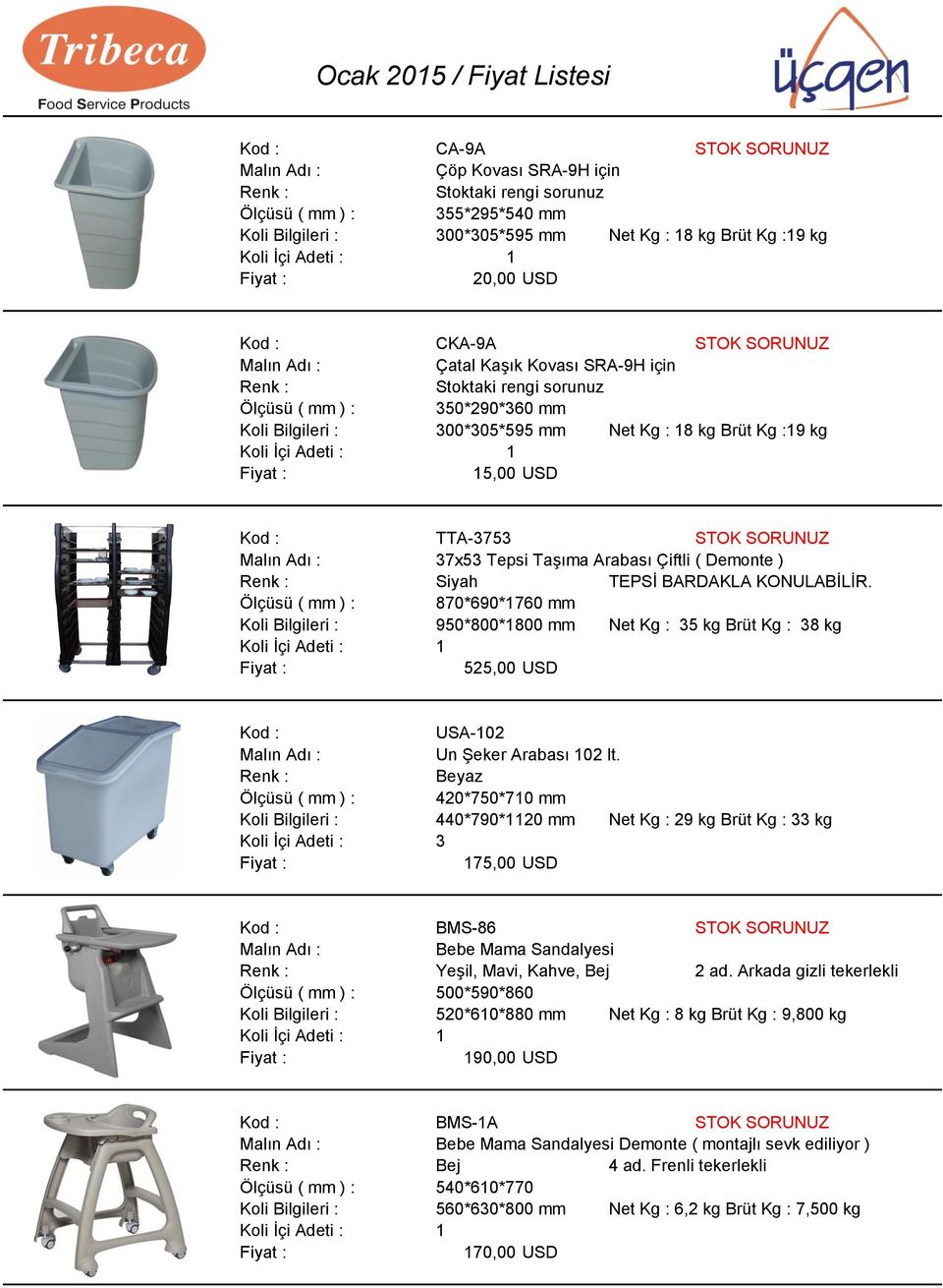 Çiftli ( Demonte ) TEPSİ BARDAKLA KONULABİLİR. Ölçüsü ( mm ) : 870*690*1760 mm Koli Bilgileri : 950*800*1800 mm Net Kg : 35 kg Brüt Kg : 38 kg 525,00 USD USA-102 Un Şeker Arabası 102 lt.