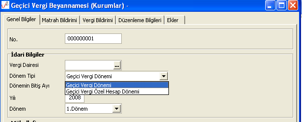 Geçici vergi özel hesap dönemi ise mali yıl başlangıcı olmayan özel dönem kullanan kurum yada kuruluşların kullandıkları hesap dönemidir.