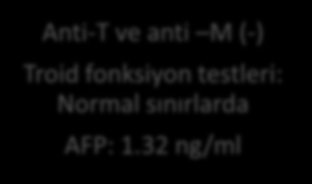 İlk Başvuru Bulguları HBs Ag (+), anti-hbc IgG (+), anti-hbs (-), HBeAg (-), anti- Hbe (+), anti-hbc IgM (-) ALT: 323 IU/L AST: 165 IU/L GGT: 25 IU/L ALP: 69 IU/L Bilirubin total: 0,48 mg/dl