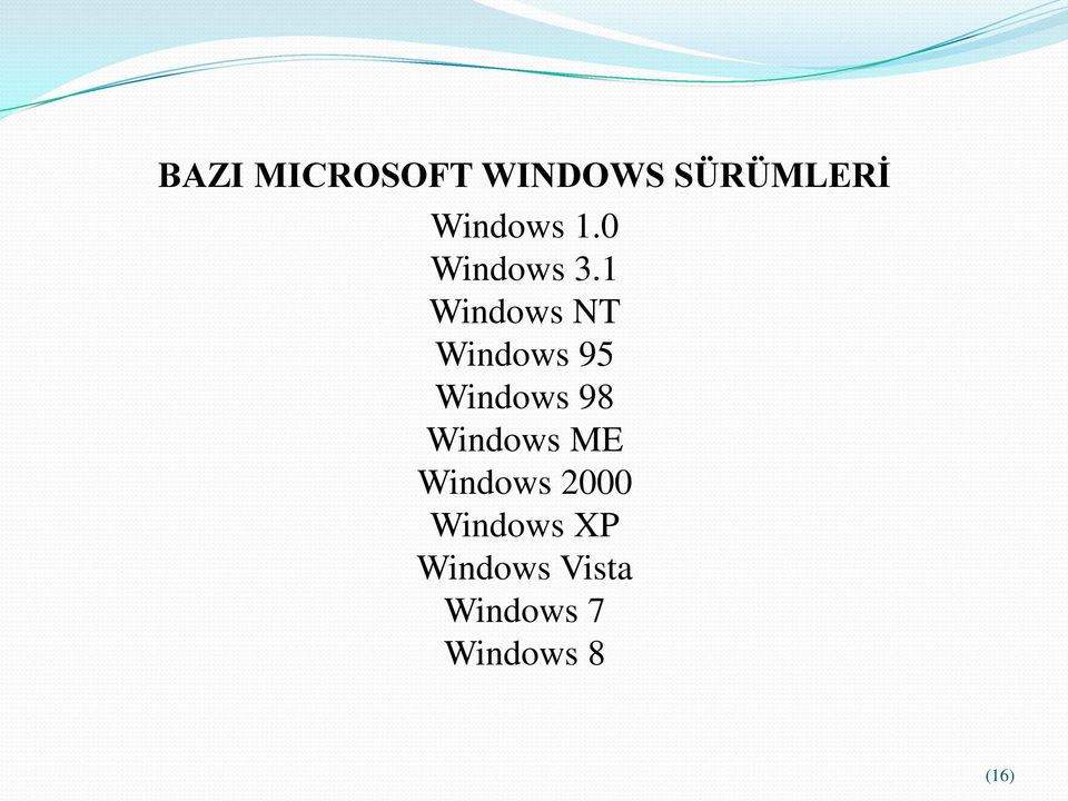 1 Windows NT Windows 95 Windows 98