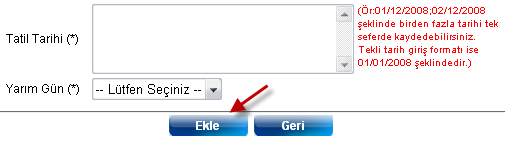 2.4 Resmi Tatil İşlemleri 2.4.1 Tatil Sorgulama Tanımlamalar / Tatil İşlemleri / Resmi Tatiller menüsü kullanılarak açılan tatil günü sorgulama ekranında sorgulanacak kayıtların yıl bilgisi girilerek