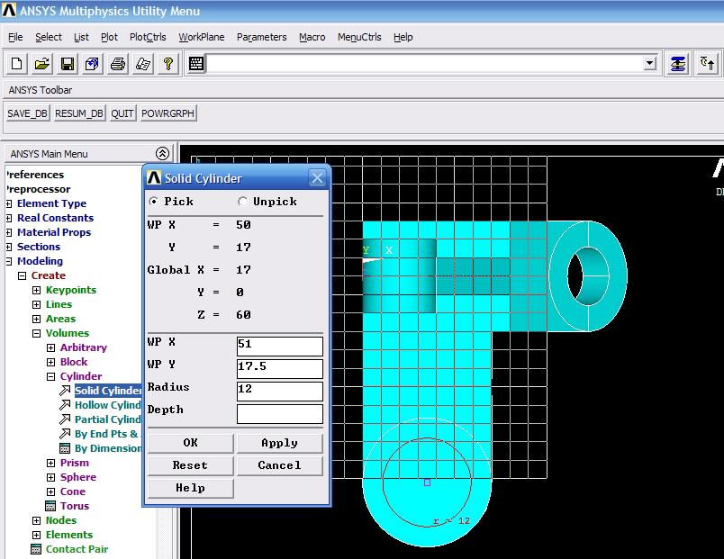 33. ANSYS Main Menu>Preprocessor>Modeling>Operate>Booleans>Add>Volumes 34.