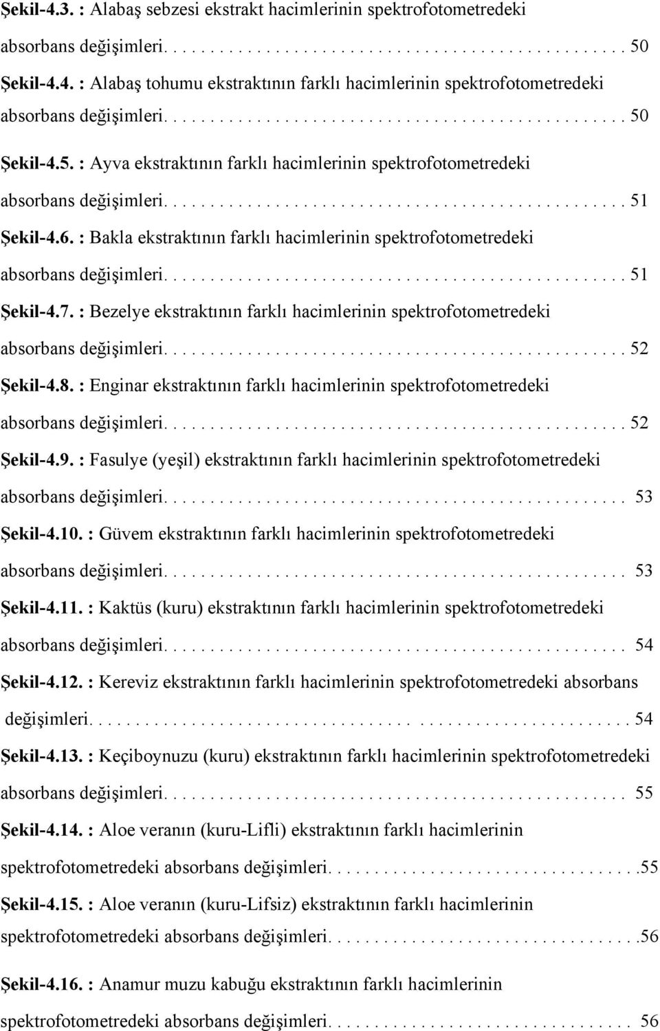 6. : Bakla ekstraktının farklı hacimlerinin spektrofotometredeki absorbans değişimleri.................................................. 51 Şekil-4.7.