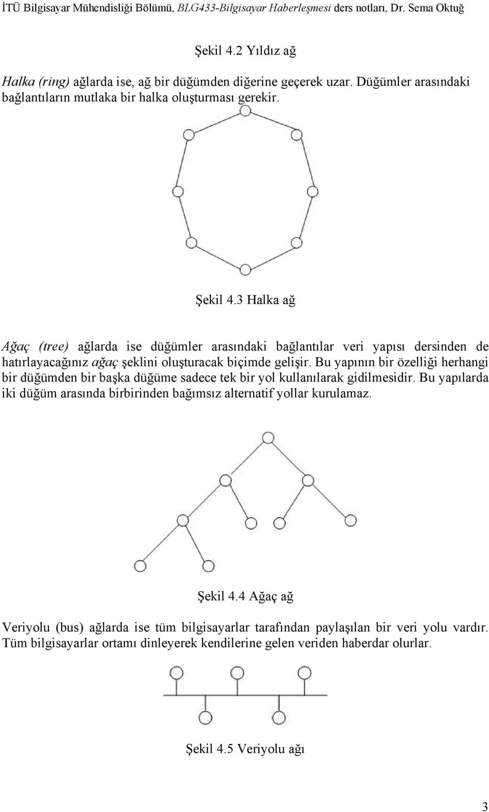 Bu yapının bir özelliği herhangi bir düğümden bir başka düğüme sadece tek bir yol kullanılarak gidilmesidir.