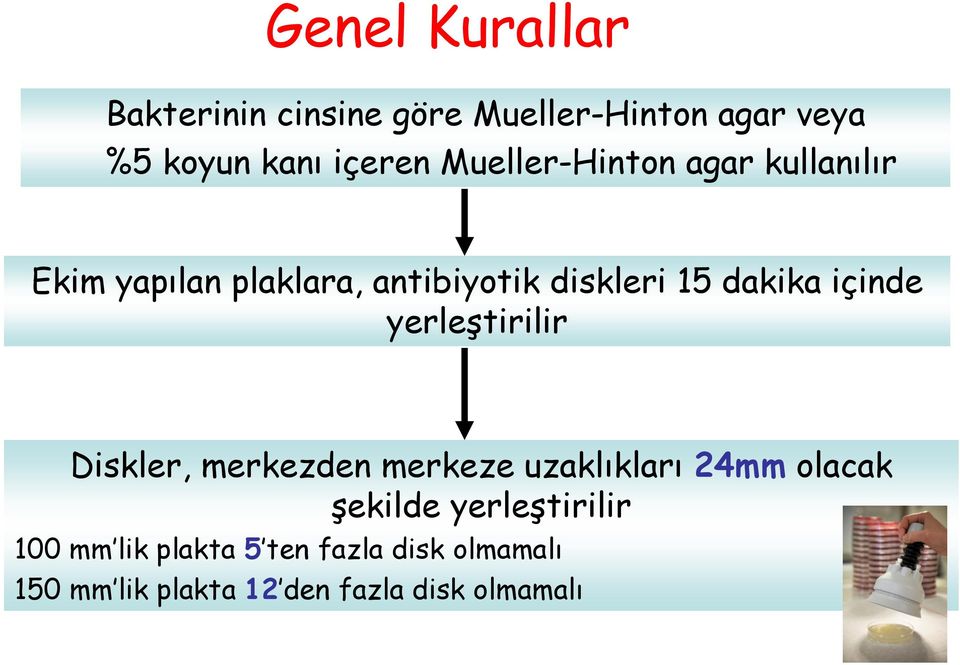 içinde yerleştirilir Diskler, merkezden merkeze uzaklıkları 24mm olacak şekilde