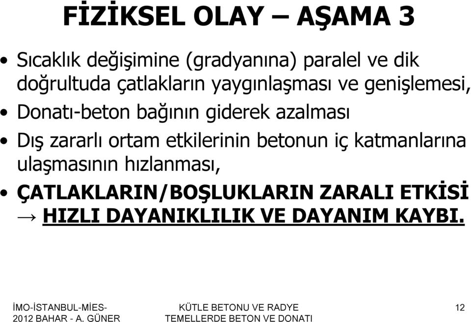 giderek azalması Dış zararlı ortam etkilerinin betonun iç katmanlarına