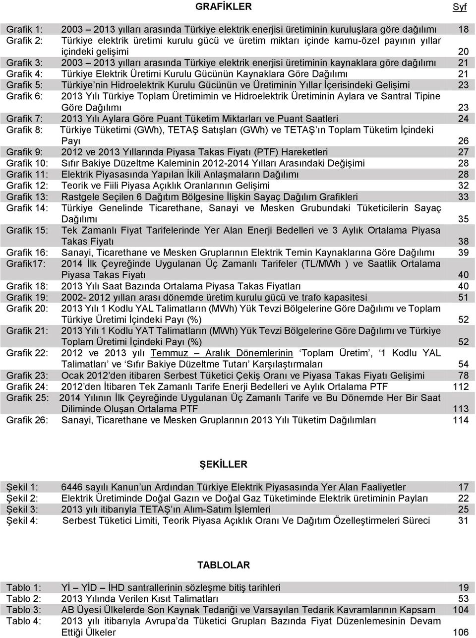 Göre Dağılımı 21 Grafik 5: Türkiye nin Hidroelektrik Kurulu Gücünün ve Üretiminin Yıllar İçerisindeki Gelişimi 23 Grafik 6: 2013 Yılı Türkiye Toplam Üretimimin ve Hidroelektrik Üretiminin Aylara ve