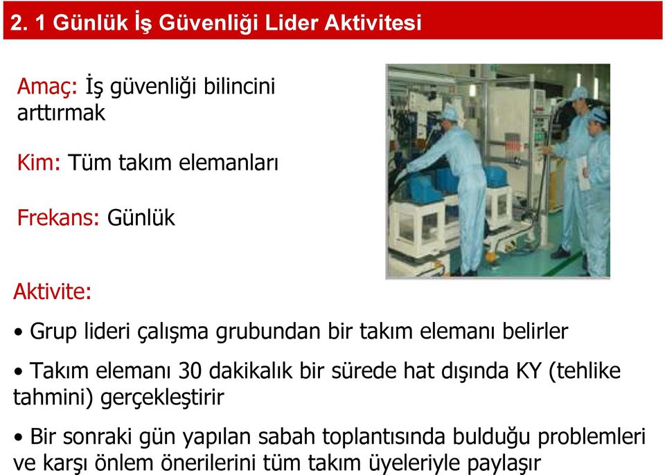 dakikalık bir sürede hat dışında KY (tehlike tahmini) gerçekleştirir Bir sonraki gün yapılan sabah