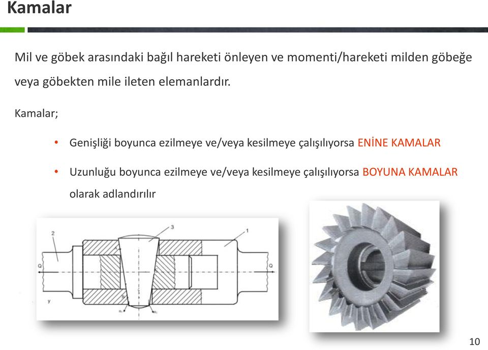 Kamalar; Genişliği boyunca ezilmeye ve/veya kesilmeye çalışılıyorsa ENİNE