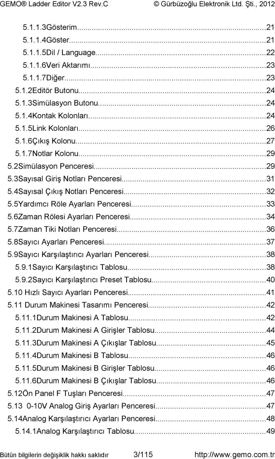 ..33 5.6Zaman Rölesi Ayarları Penceresi...34 5.7Zaman Tiki Notları Penceresi...36 5.8Sayıcı Ayarları Penceresi...37 5.9Sayıcı Karşılaştırıcı Ayarları Penceresi...38 5.9.1Sayıcı Karşılaştırıcı Tablosu.