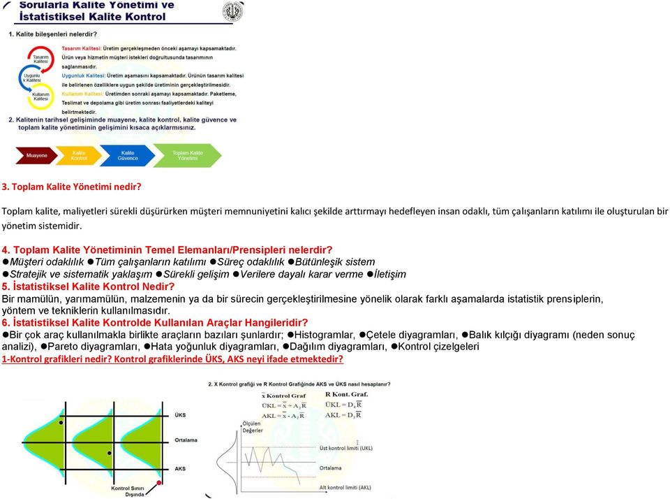 Toplam Kalite Yönetiminin Temel Elemanları/Prensipleri nelerdir?