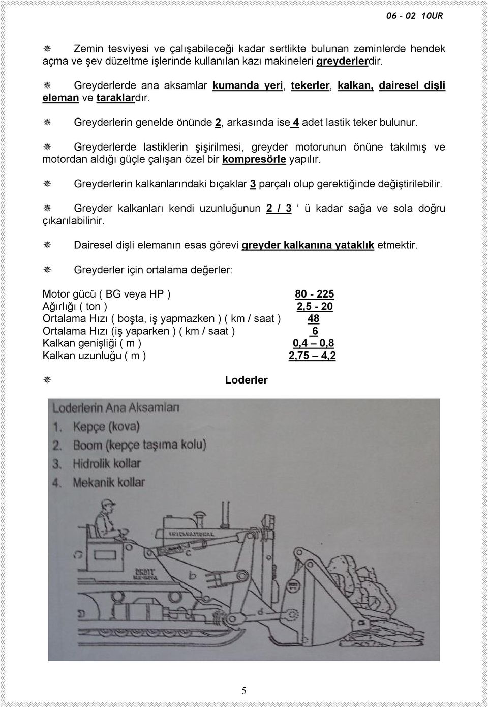 Greyderlerde lastiklerin şişirilmesi, greyder motorunun önüne takılmış ve motordan aldığı güçle çalışan özel bir kompresörle yapılır.