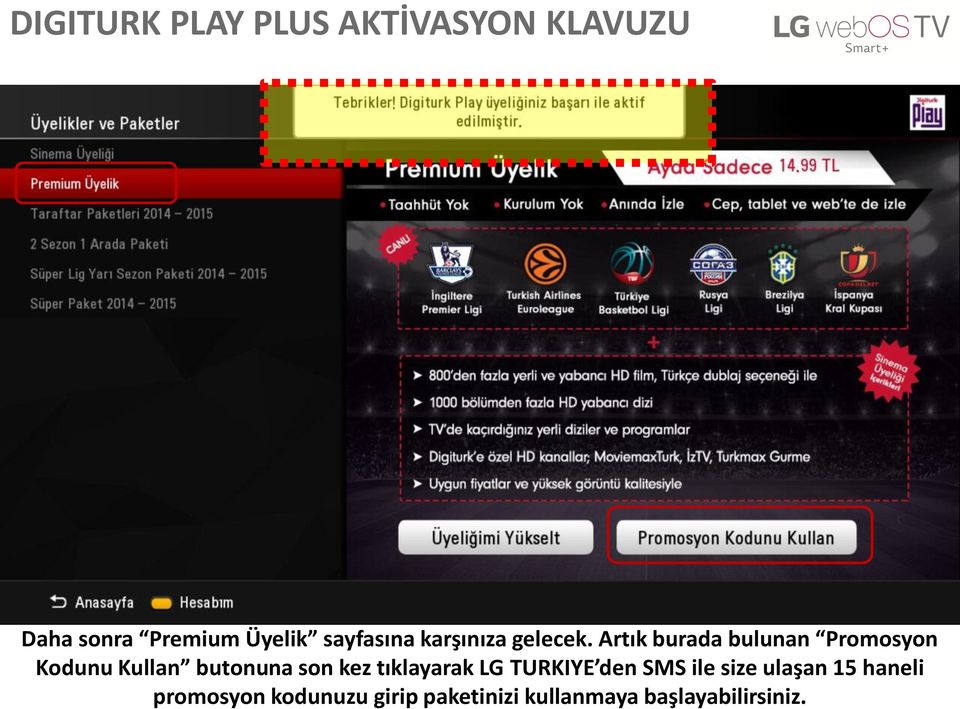 kez tıklayarak LG TURKIYE den SMS ile size ulaşan 15 haneli