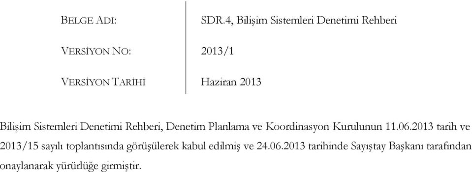 2013 Bilişim Sistemleri Denetimi Rehberi, Denetim Planlama ve Krdinasyn Kurulunun 11.