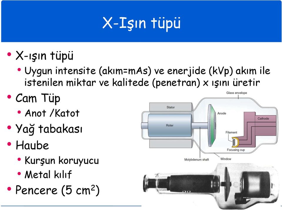 (penetran) x ışını üretir Cam Tüp Anot /Katot Yağ