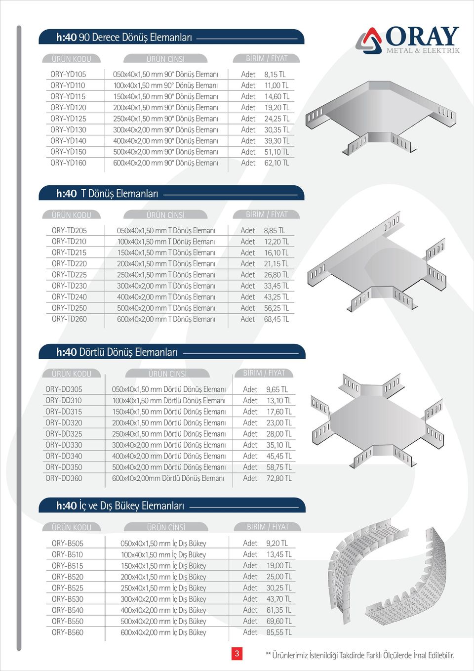 Dönüş Elemanı 8,15 TL 11,00 TL 14,60 TL 19,20 TL 24,25 TL 30,35 TL 39,30 TL 51,10 TL 62,10 TL h:40 T Dönüş Elemanları ORY-TD205 ORY-TD210 ORY-TD215 ORY-TD220 ORY-TD225 ORY-TD230 ORY-TD240 ORY-TD250
