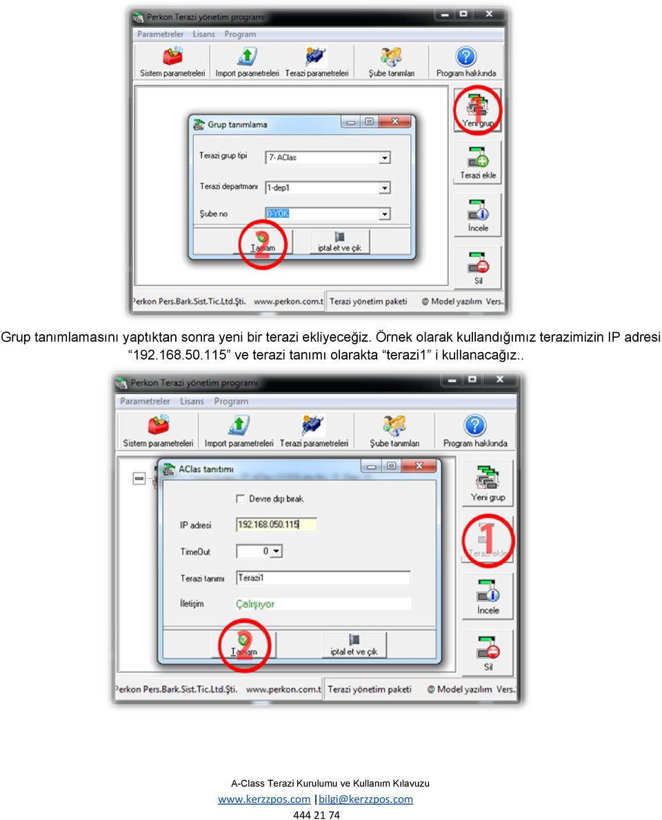 Örnek olarak kullandığımız terazimizin IP