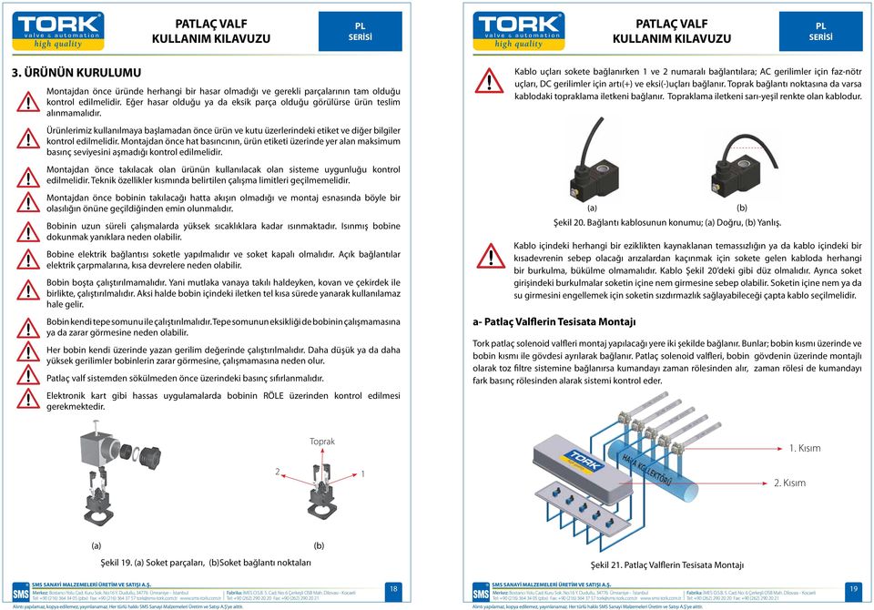 Kablo uçları sokete bağlanırken ve numaralı bağlantılara; AC gerilimler için faz-nötr uçları, DC gerilimler için artı(+) ve eksi(-)uçları bağlanır.