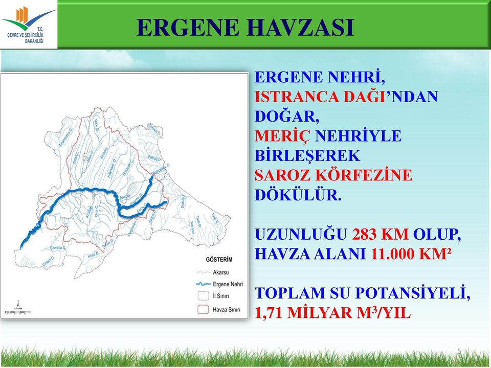 DÖKÜLÜR. UZUNLUĞU 283 KM OLUP, HAVZA ALANI 11.