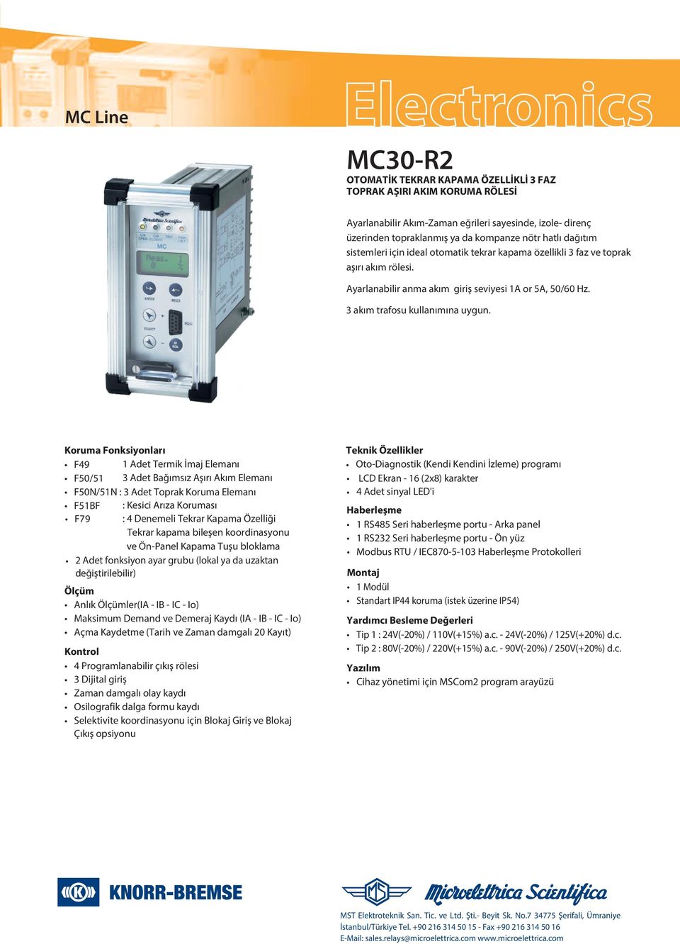 MC30. MC Line 3 FAZ TOPRAK AŞIRI AKIM KORUMA RÖLESİ - PDF Ücretsiz indirin
