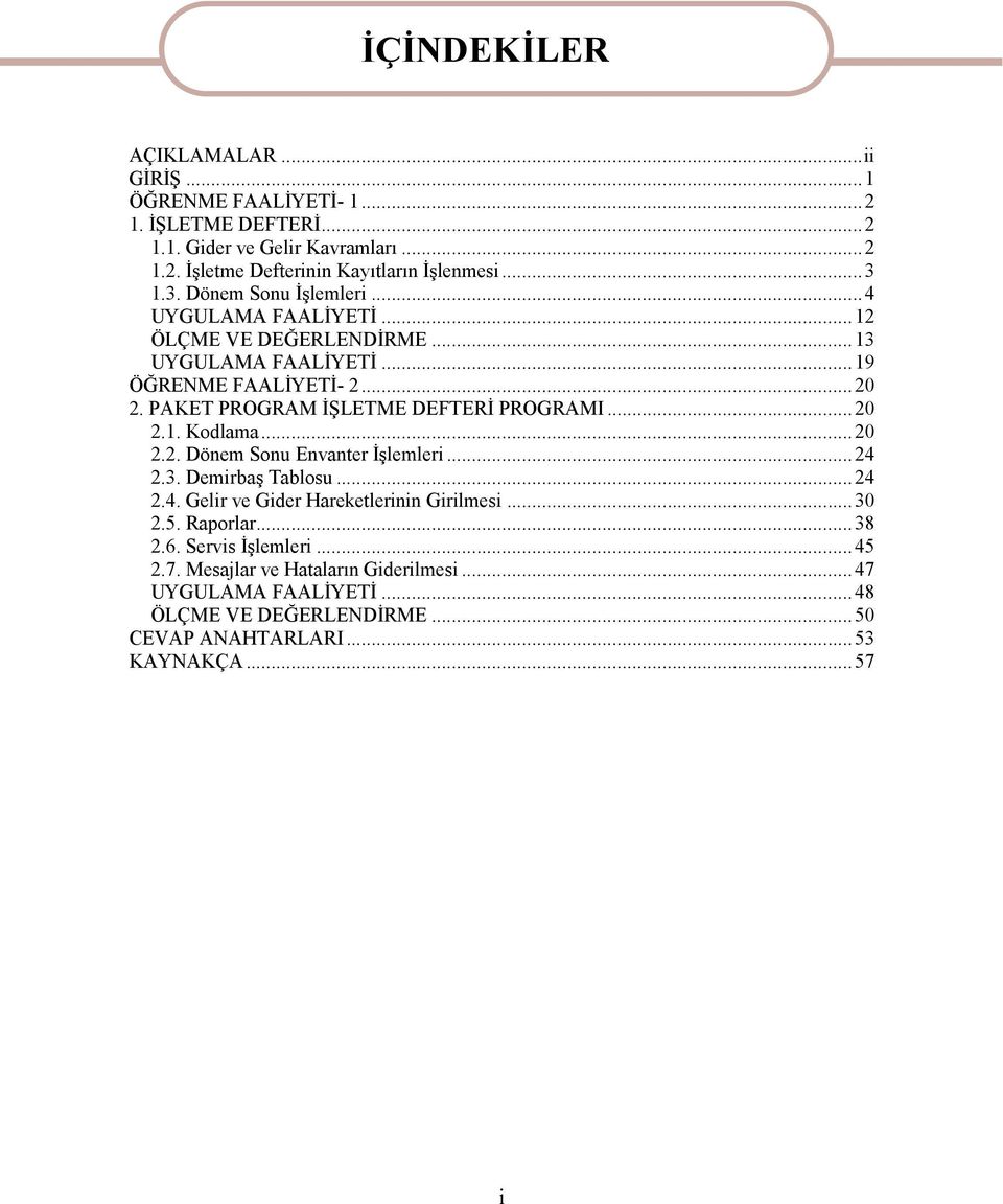 PAKET PROGRAM İŞLETME DEFTERİ PROGRAMI...20 2.1. Kodlama...20 2.2. Dönem Sonu Envanter İşlemleri...24 2.3. Demirbaş Tablosu...24 2.4. Gelir ve Gider Hareketlerinin Girilmesi.