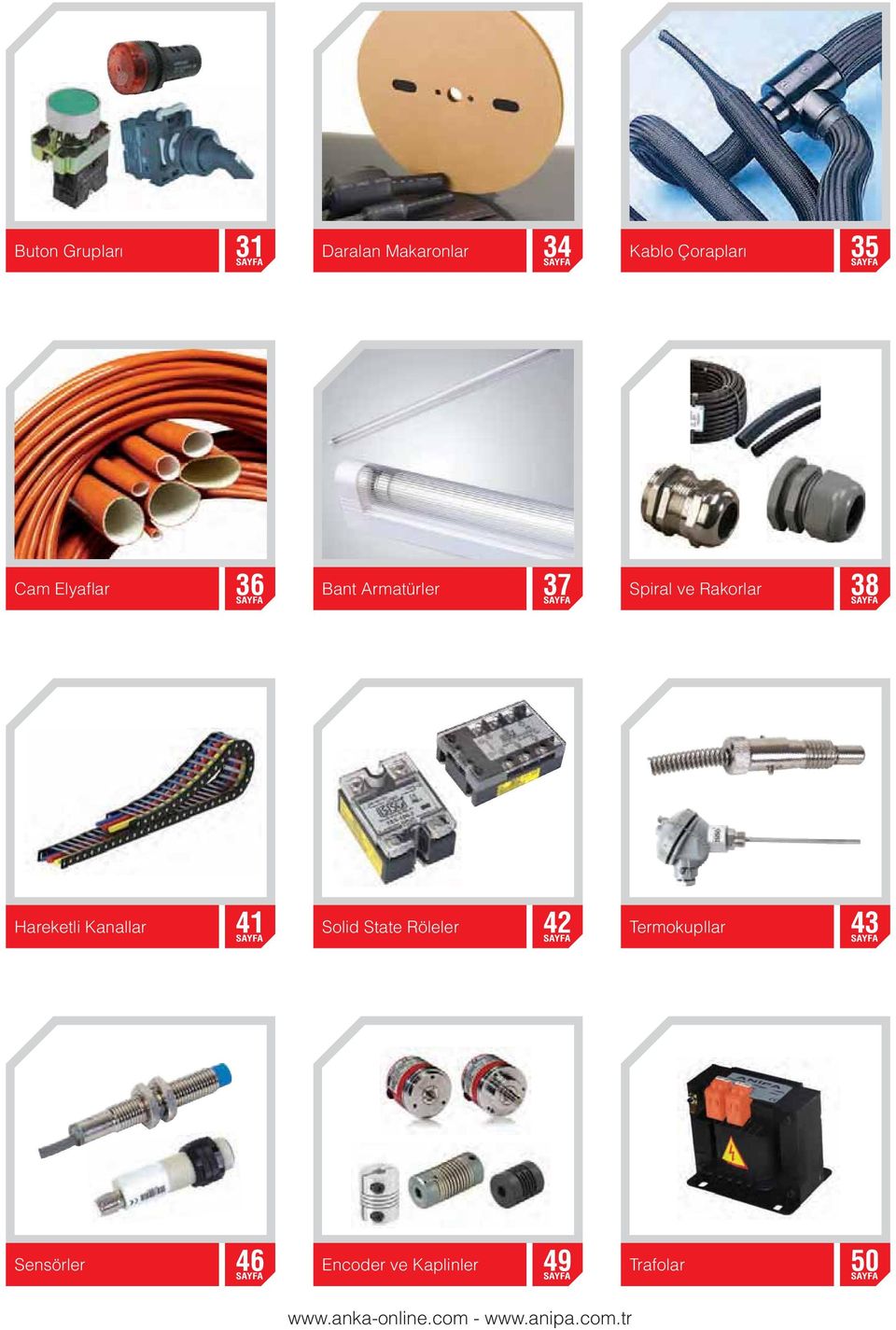 Kanallar 41 SAYFA Solid State Röleler 42 SAYFA Termokupllar 43 SAYFA Sensörler 46