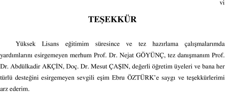 Dr. Mesut ÇAŞIN, değerli öğretim üyeleri ve bana her türlü desteğini esirgemeyen