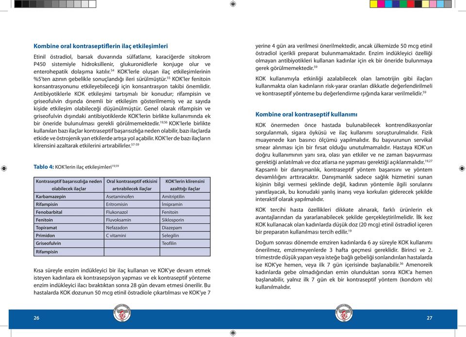 55 KOK ler fenitoin konsantrasyonunu etkileyebileceği için konsantrasyon takibi önemlidir.