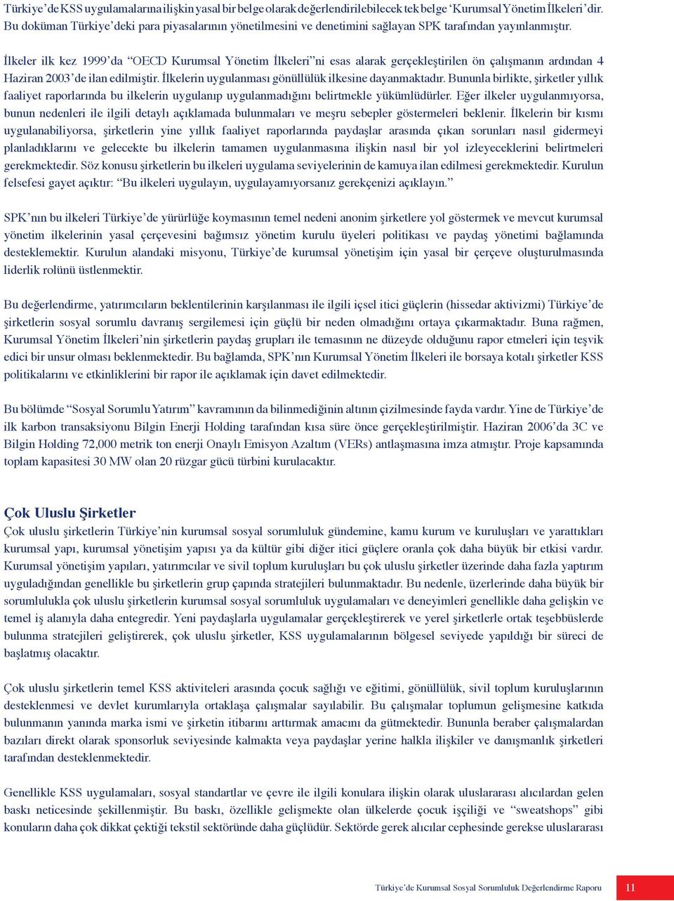 İlkeler ilk kez 1999 da OECD Kurumsal Yönetim İlkeleri ni esas alarak gerçekleştirilen ön çalışmanın ardından 4 Haziran 2003 de ilan edilmiştir.