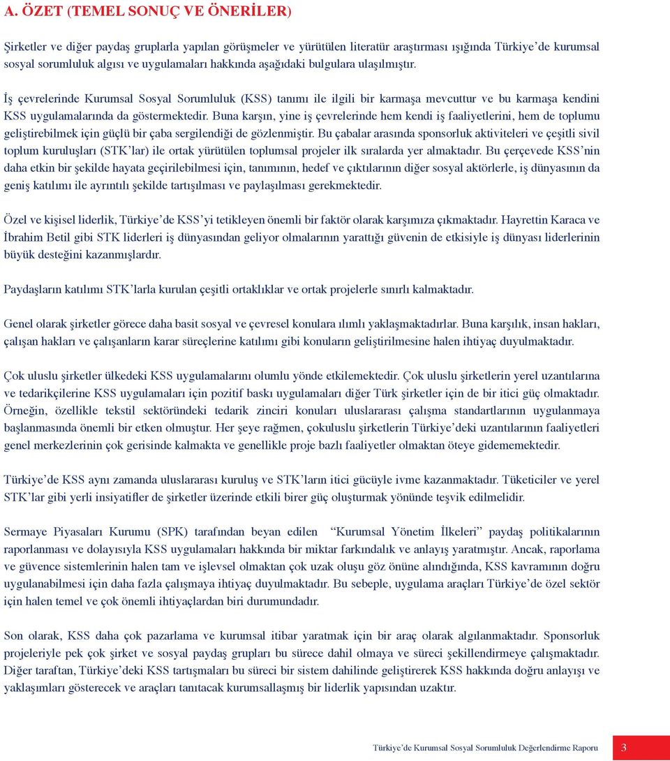 Buna karşın, yine iş çevrelerinde hem kendi iş faaliyetlerini, hem de toplumu geliştirebilmek için güçlü bir çaba sergilendiği de gözlenmiştir.