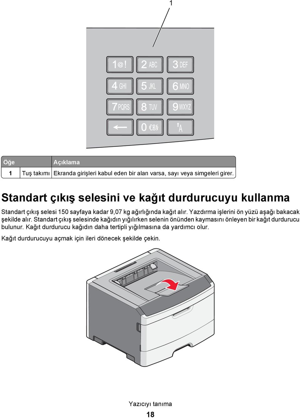 Yazdırma işlerini ön yüzü aşağı bakacak şekilde alır.