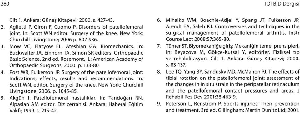 Rosemont, IL: American Academy of Orthopaedic Surgeons; 2. p. 133-8 4. Post WR, Fulkerson JP. Surgery of the patellofemoral joint: Indications, effects, results and recommendations.