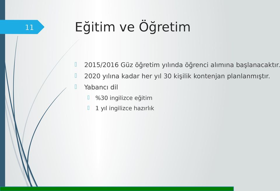 2020 yılına kadar her yıl 30 kişilik kontenjan