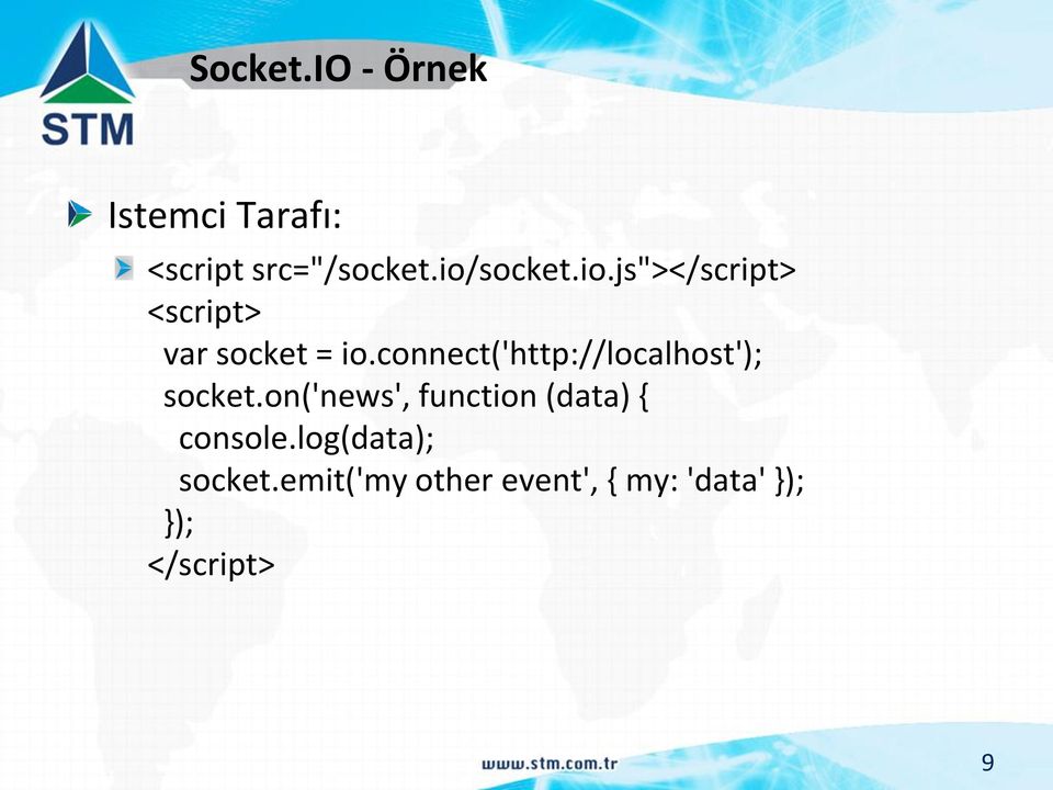 connect('http://localhost'); socket.