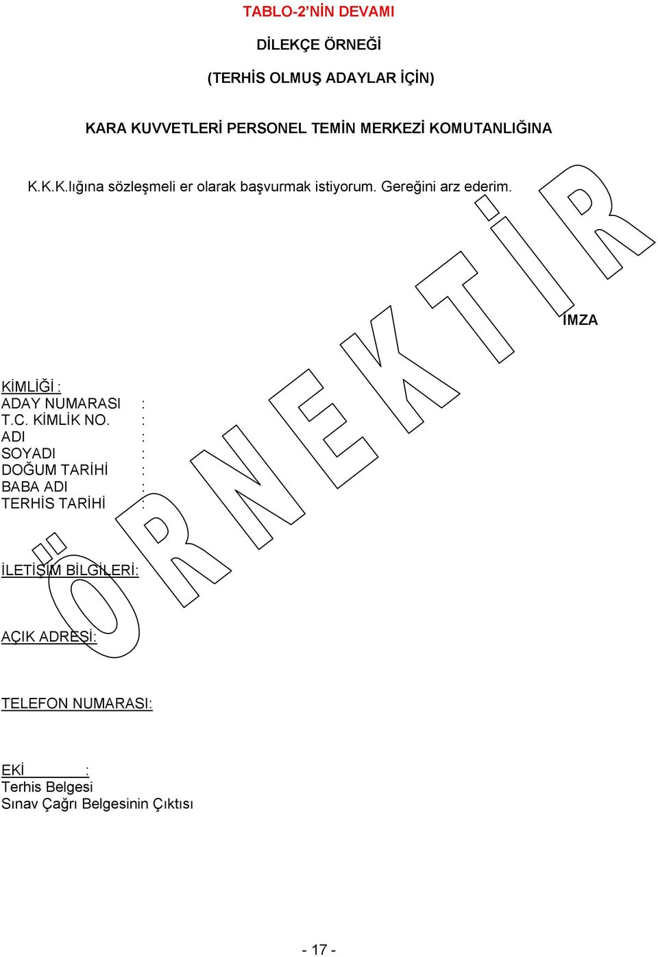 İMZA KİMLİĞİ : ADAY NUMARASI : T.C. KİMLİK NO.