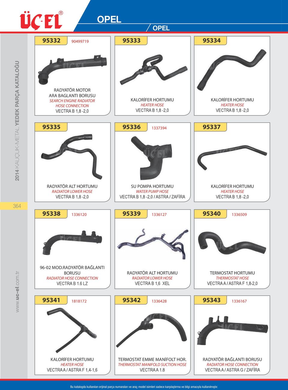 RADYATÖR BAĞLANTI BORUSU RADIATOR HOSE CONNECTION VECTRA B 1.